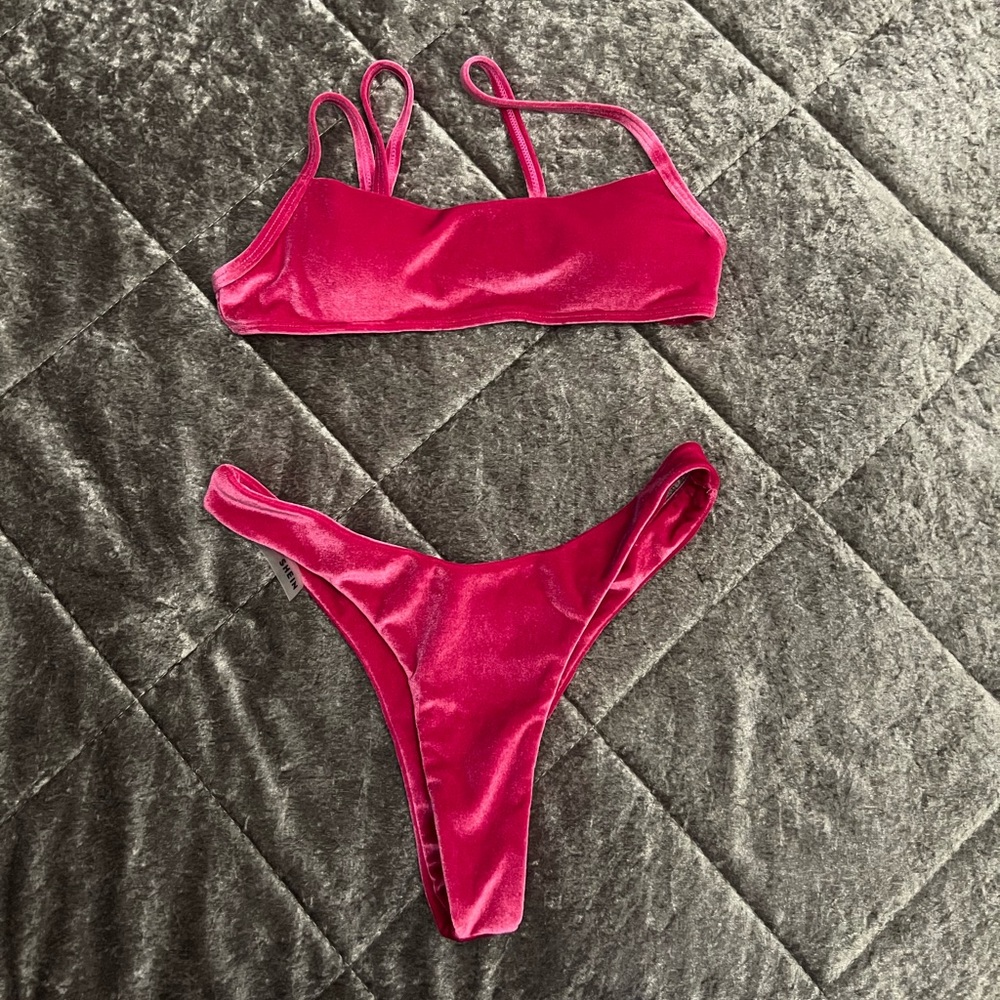 SHEIN pink velvet bikini